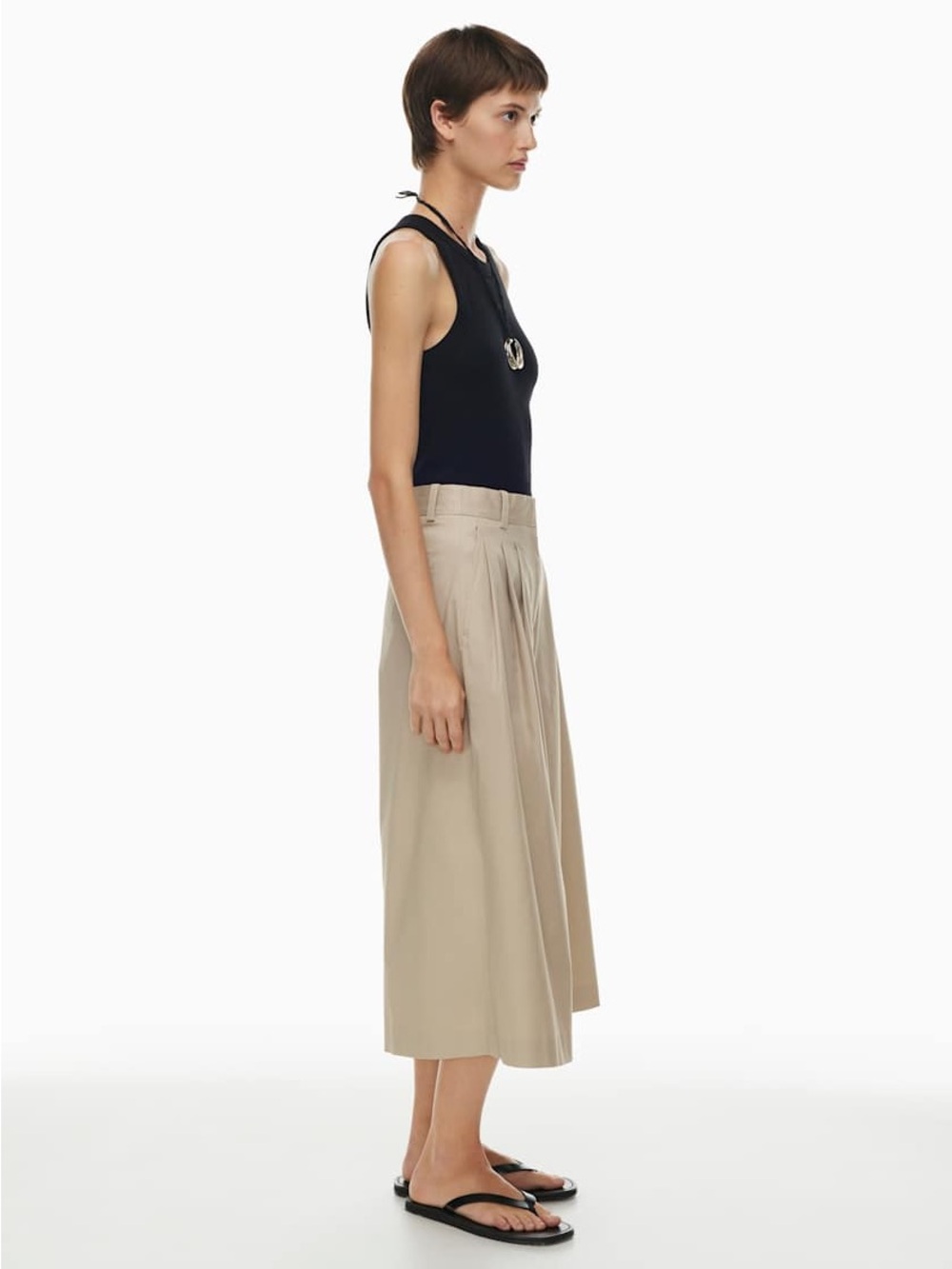 Aritzia Babaton High-Rise Wide-Leg Cropped Trousers in Beige - Picture 2 of 16